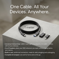 Extra pitkä USB-C-kaapeli — 1 m liikkumisvapautta